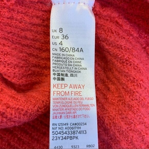 Topshop Oversized V Neck Ribbed Sweater Coral Pink - Picture 8 of 9